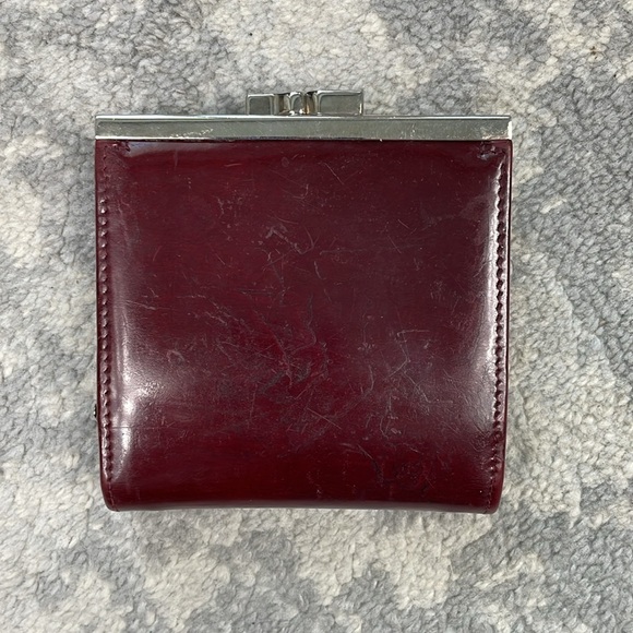 Cartier Bordeaux Panthere Glossy Leather Wallet Trifold Kisslock Compact - Picture 9 of 17